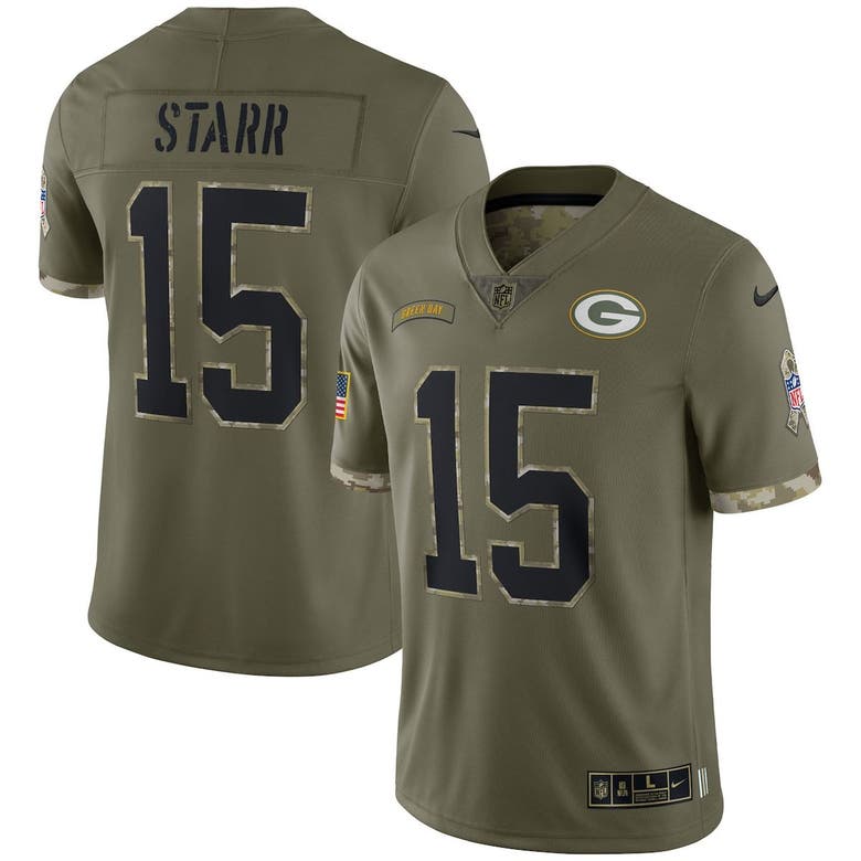 Men's Green Bay Packers Bart Starr Nike Olive 2022 Salute To Service  Retired Player Limited Jersey