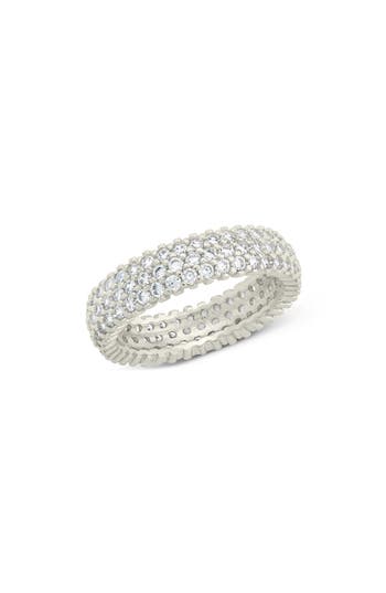 Sterling Forever Jolene Cubic Zirconia Rainbow Eternity Ring In Silver/clear