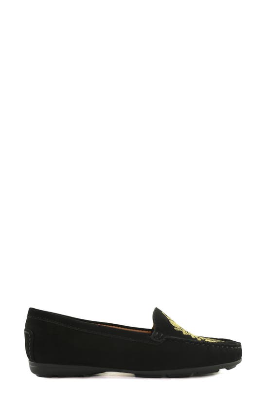 Driver Club Usa Nashville Embroidered Loafer In Black Nubuck