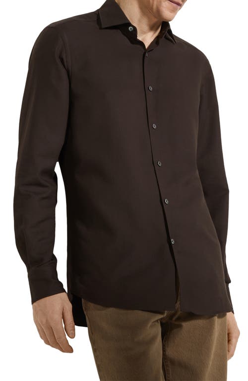 Shop Zegna Cashco Cotton & Cashmere Button-up Shirt In Castoro