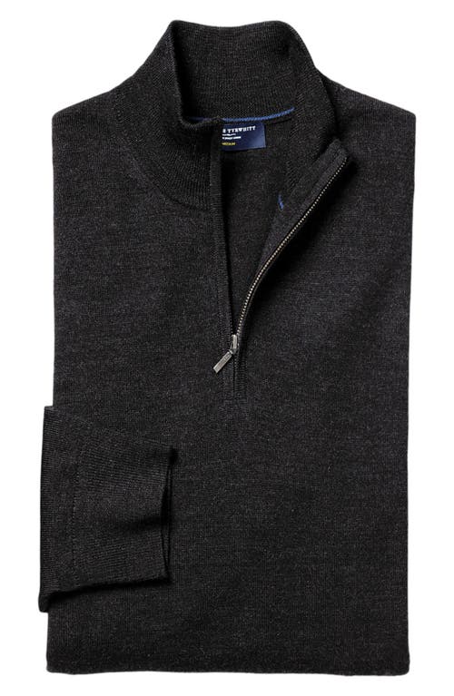 Merino Wool Quarter Zip Sweater in Dark Charcoal