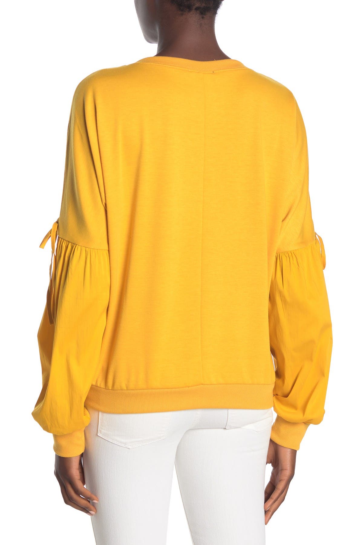 Forgotten Grace Poplin Sleeve Sweatshirt In Dark Yellow