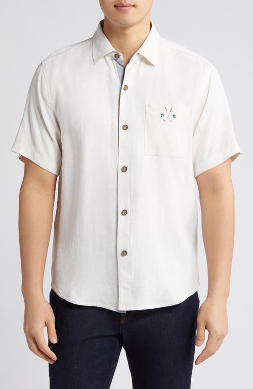 Tommy Bahama Club Scene Short Sleeve Silk Graphic Button-Up Shirt Continental at Nordstrom,