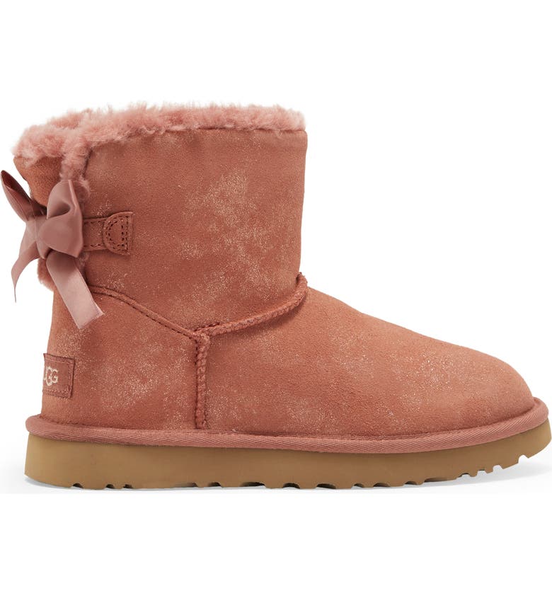 UGG® Mini Bailey Bow Glimmer Faux Fur Lined Boot | Nordstromrack