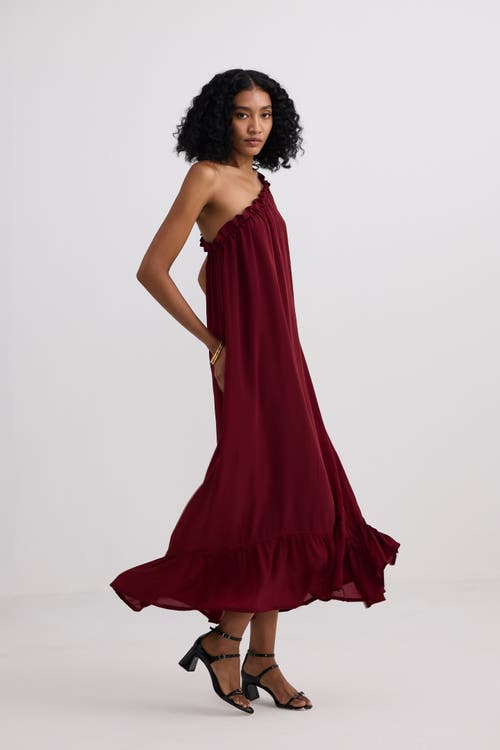 Reistor One-shoulder Midi Dress In Burgundy