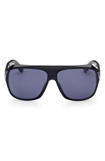 Tom Ford 62mm Gradient Polarized Oversize Aviator Sunglasses In Blue