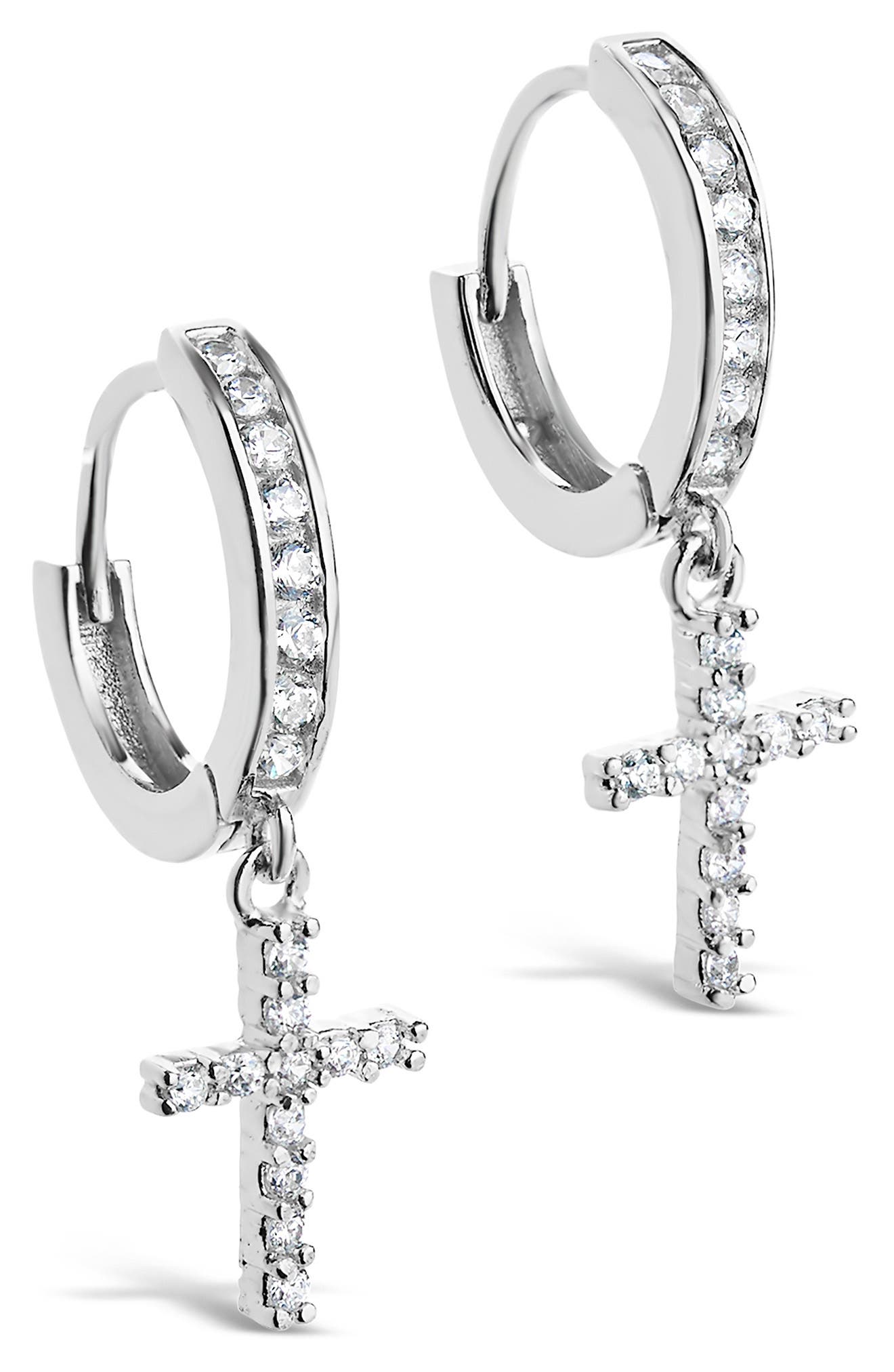 cross hoop earrings