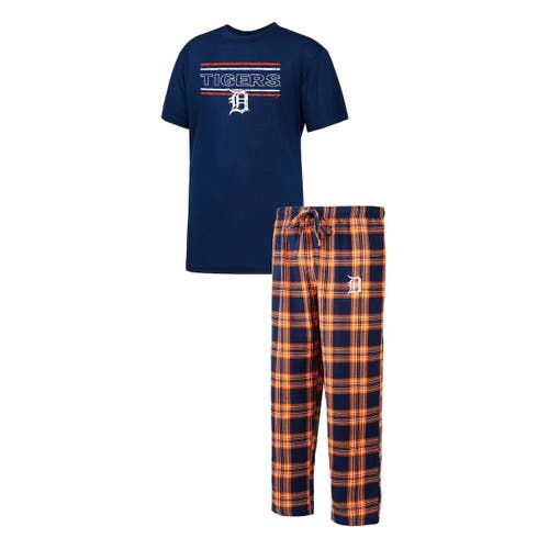 Men's Concepts Sport Navy/Orange Detroit Tigers Badge T-Shirt & Pants Sleep Set