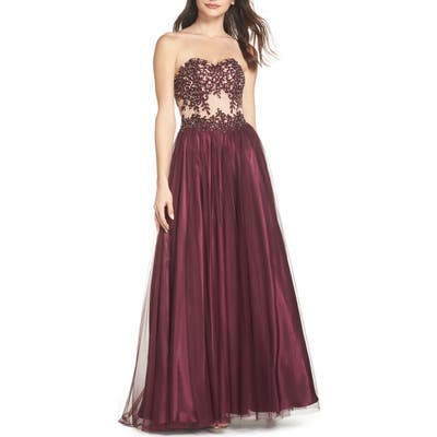 Blondie Nites Strapless Applique Ballgown