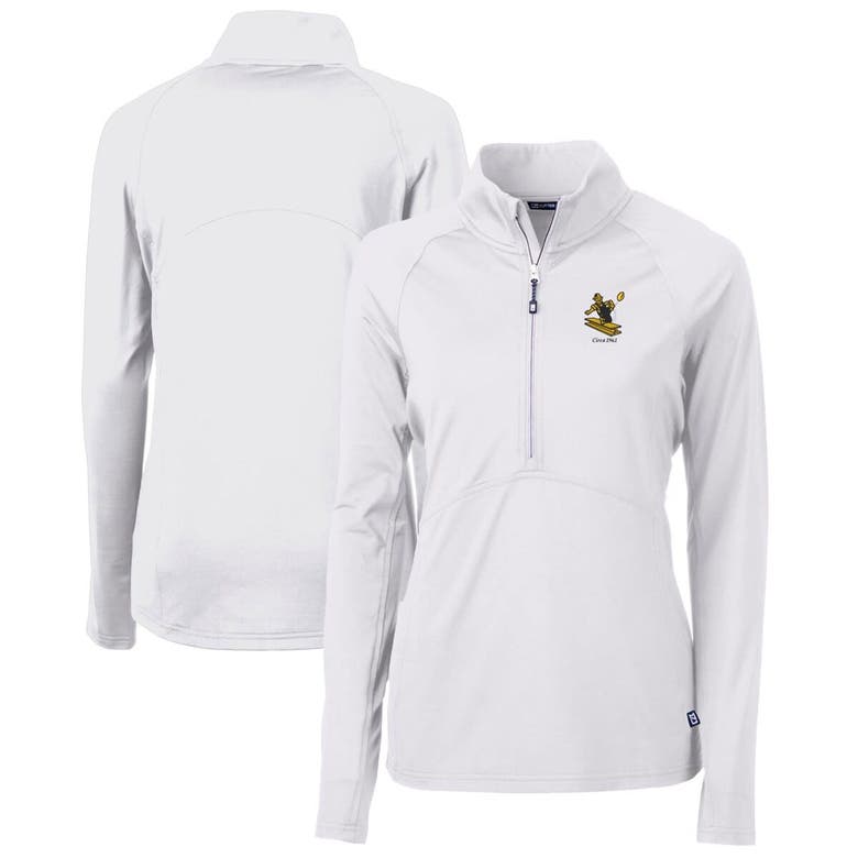 Shop Cutter & Buck White Pittsburgh Steelers Throwback Logo Adapt Eco Knit Stretch Recycled Half-zip Pull