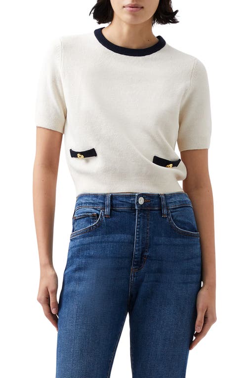 Shop French Connection Babysoft Short Sleeve Sweater In Classic Cream Marine