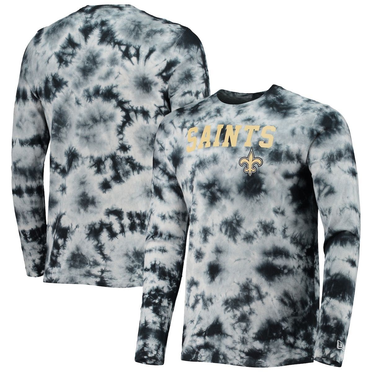 Men's Junk Food Cream New Orleans Saints Tie-Dye Long Sleeve T-Shirt