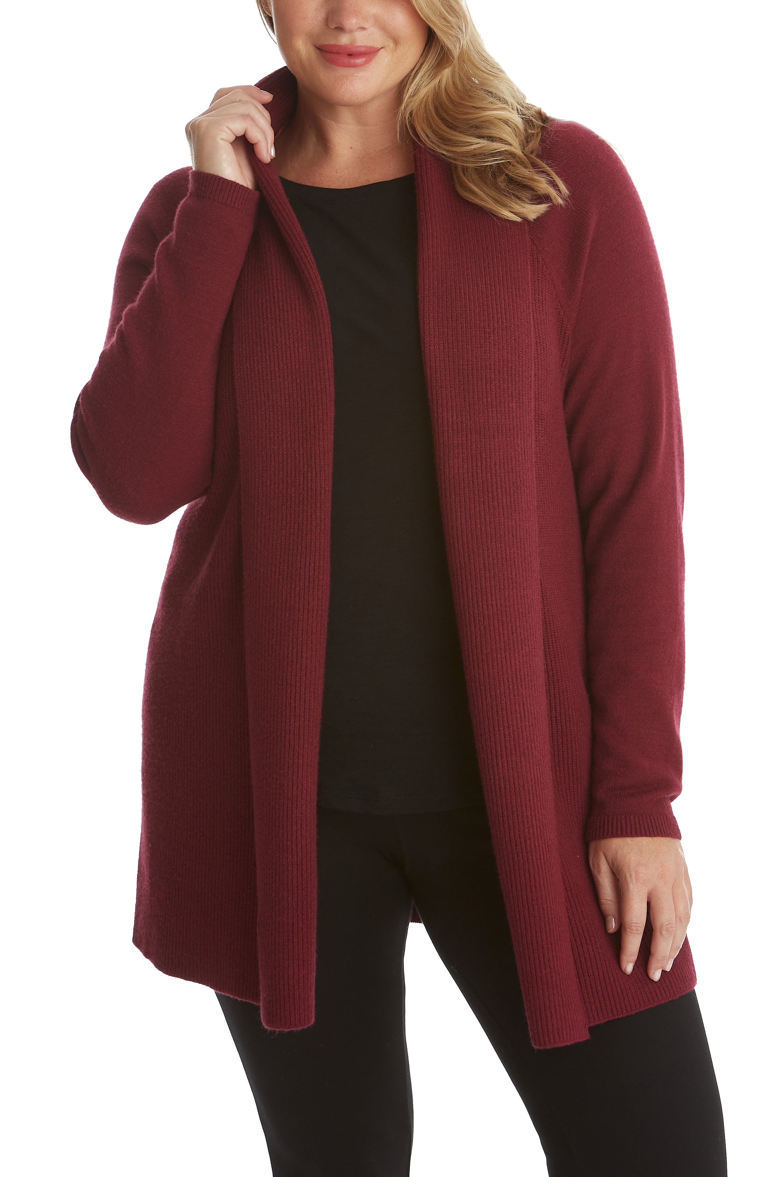 ADYSON PARKER RIBBED OPEN LONG CARDIGAN