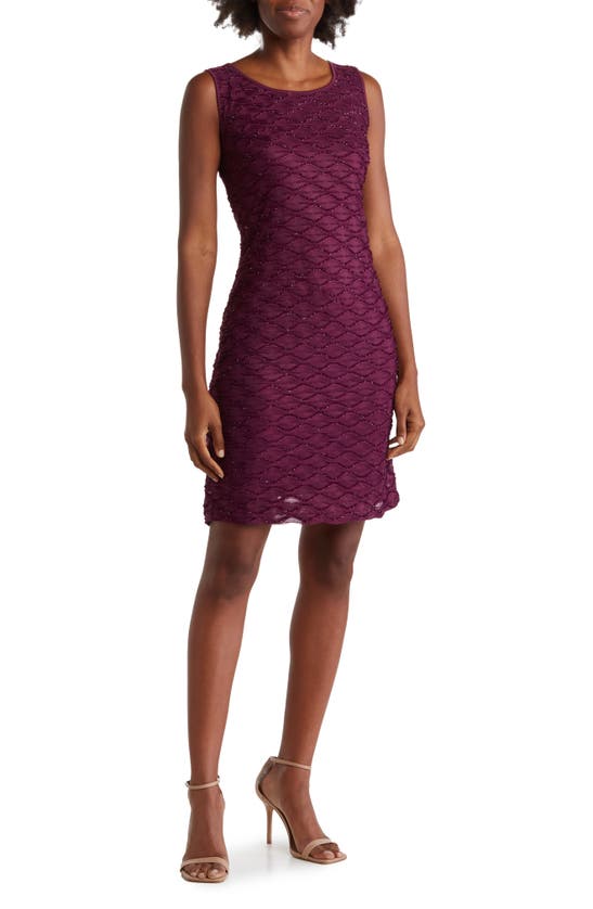 Nina Leonard Sparkle Lattice Sheath Dress In Crisp Berry