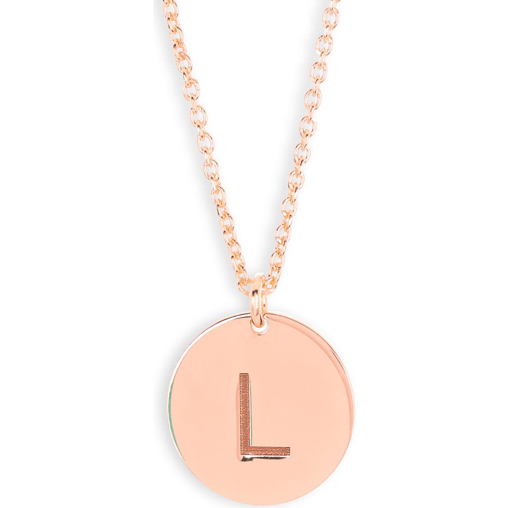 Meshmerise Initial Disc Pendant Necklace In Rose-l