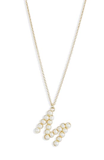 Meshmerise Imitation Pearl Initial Pendant Necklace In Yellow-m