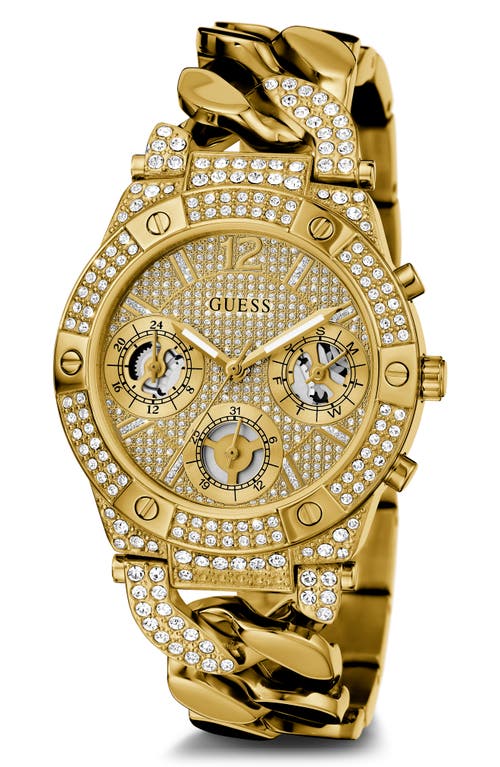 GUESS Multifunction Crystal Curb Chain Bracelet Watch