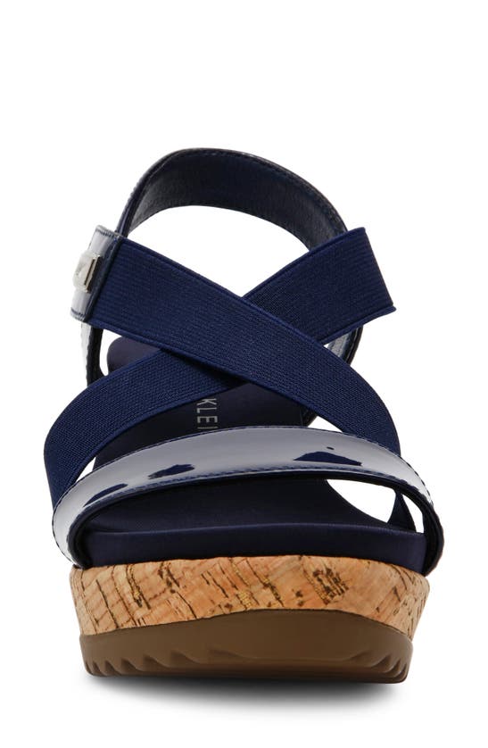 Shop Anne Klein Runit Wedge Platform Sandal In Navy