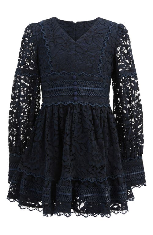 Bardot Junior Kids' Venice Long Sleeve Lace Party Dress in Navy 