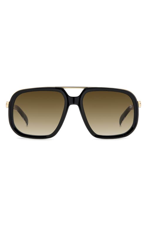 David Beckham Eyewear 57mm Square Sunglasses in Black Gold at Nordstrom
