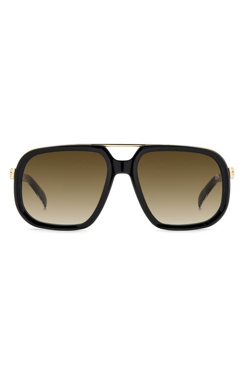 David Beckham Eyewear 57mm Square Sunglasses In Black Gold