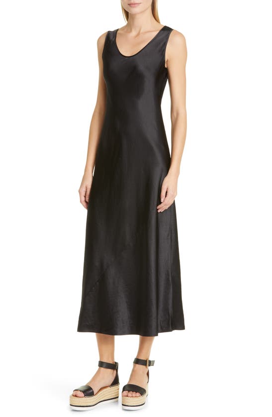 Max Mara Leisure Talete Satin Slip Maxi Dress In Black Acetate In Black