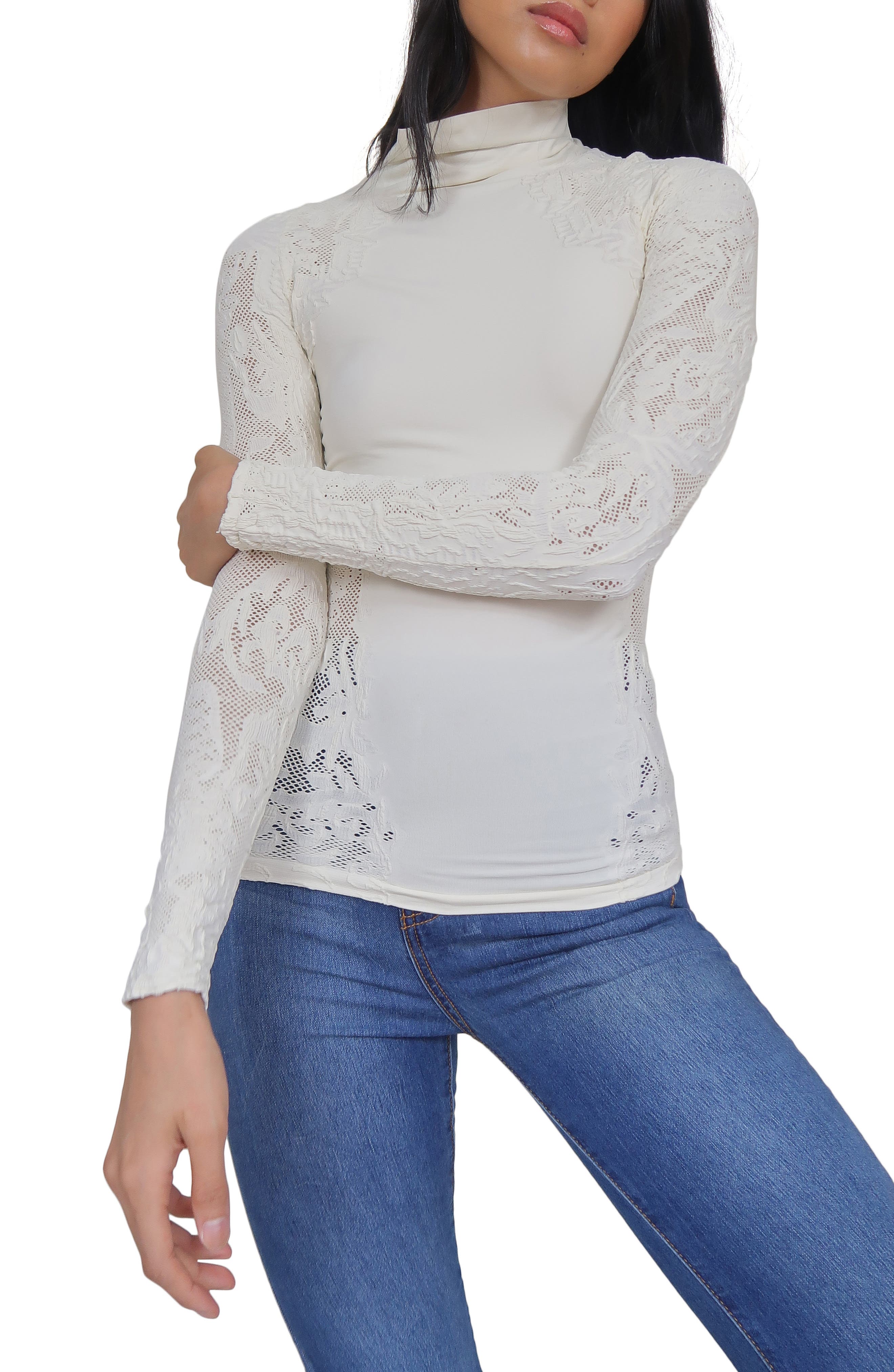 lace turtleneck top