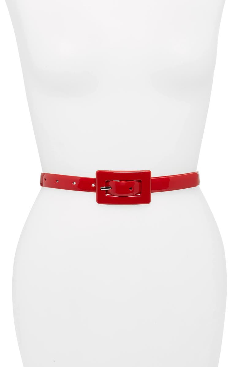 HALOGEN<SUP>®</SUP> Covered Buckle Skinny Belt, Main, color, RED CHILI