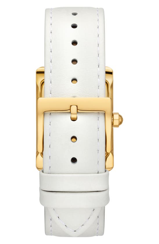 Shop Tory Burch The Eleanor Leather Strap Watch, 25mm X 34mm In Ivory