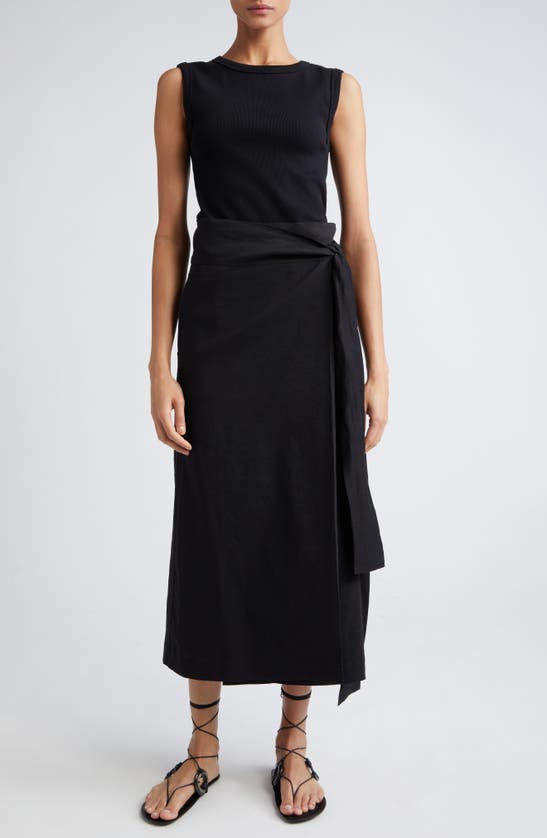 Shop Rohe Róhe Linen Blend Wrap Skirt In Noir