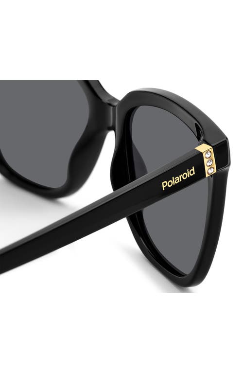 Shop Polaroid 55mm Polarized Square Sunglasses In Black/gray Polarized