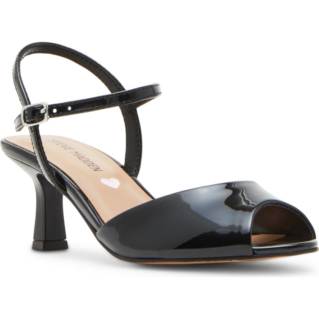 Steve Madden Jrave Ankle Strap Peep Toe Sandal In Black