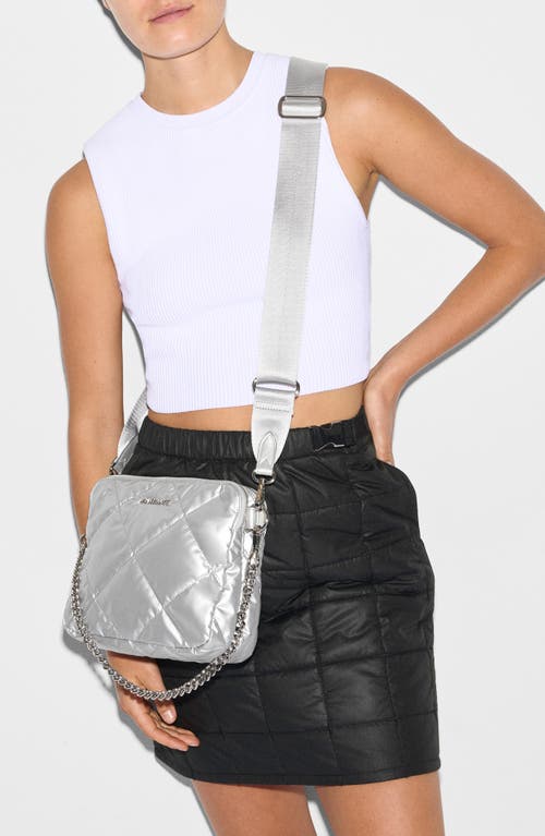 Shop Mz Wallace Madison Quilted Nylon Crossbody Bag In Matte Silver