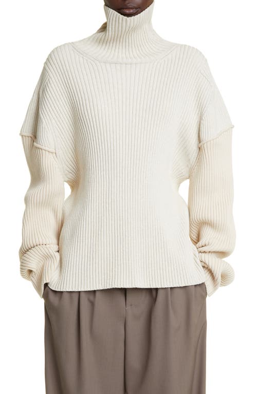 The Row Dua Cotton & Cashmere Rib Turtleneck Sweater In Neutral