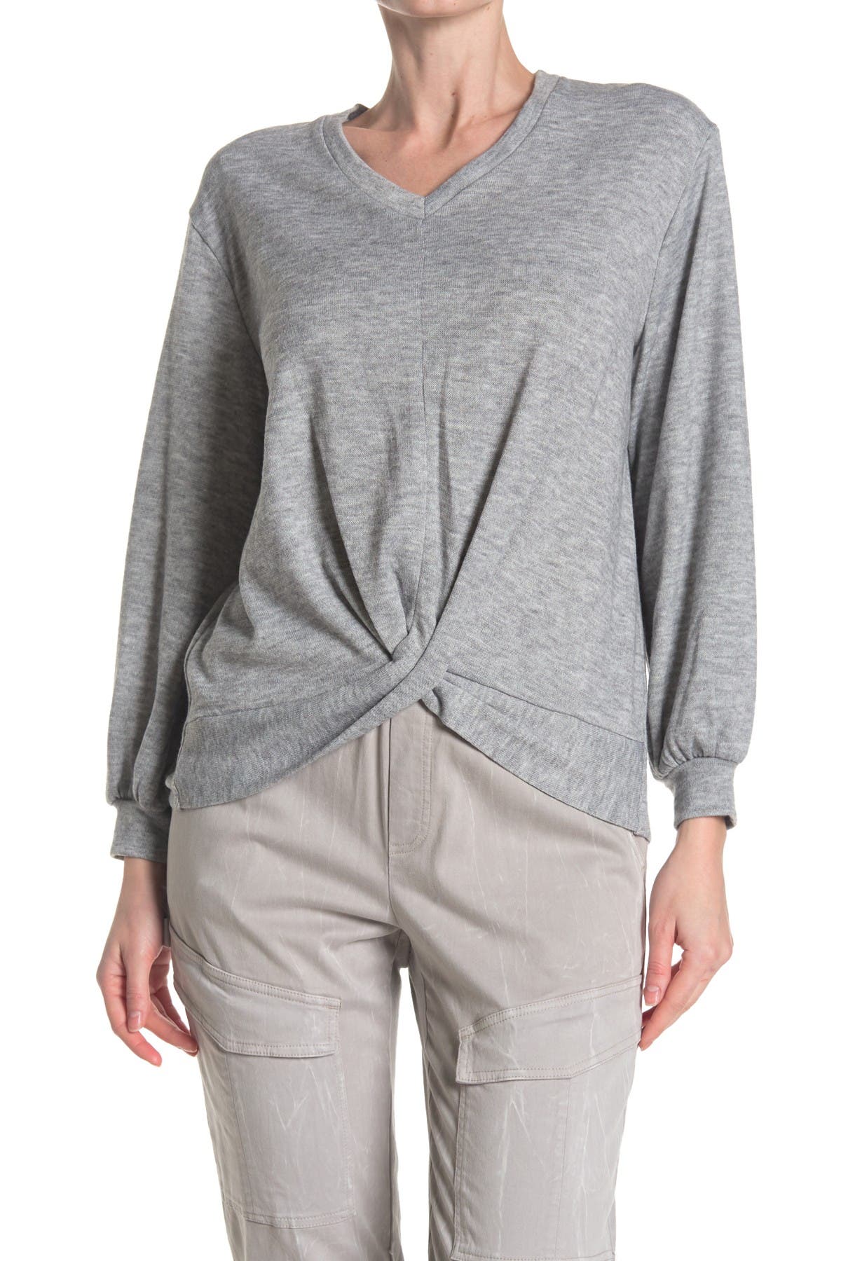 FOR THE REPUBLIC | Long Sleeve Twist Front V-Neck Top | Nordstrom Rack