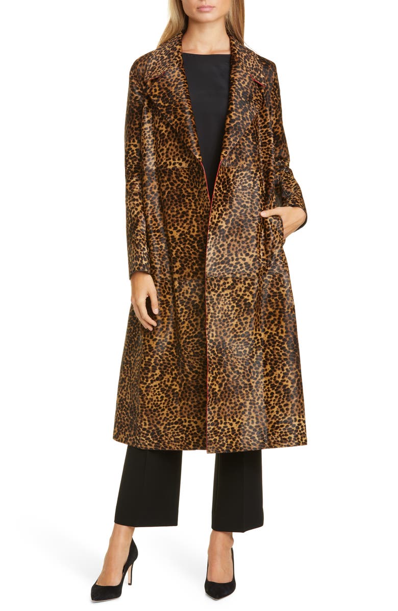 Lafayette 148 New York Zelida Leopard Print Calf Hair Trench Coat ...