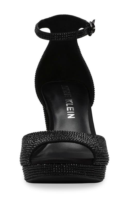Anne Klein Vista Ankle Strap Platform Sandal In Black Crystal