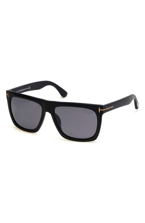 Shop Tom Ford Morgan 57mm Polarized Square Sunglasses In Shiny Black/smoke Polarized