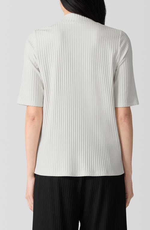 Shop Eileen Fisher Mock Neck Rib Top In Bone