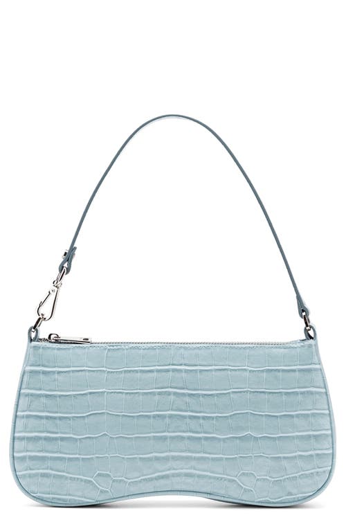 Eva Croc Embossed Faux Leather Convertible Shoulder Bag in Ice Croc