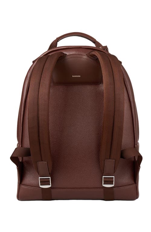 Shop Sandro Coated Canvas Backpack In Black Brown