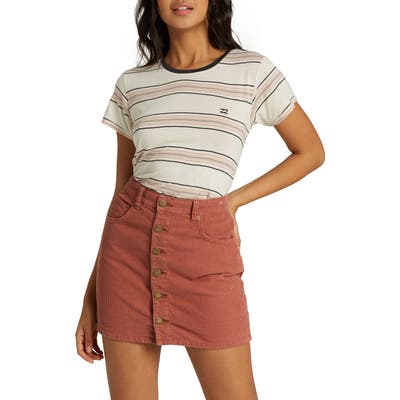 Billabong Good Life Corduroy Miniskirt, Coral