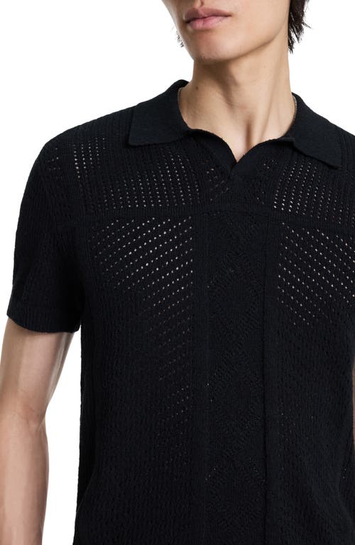 Shop John Varvatos Theo Pointelle Polo Sweater In Black