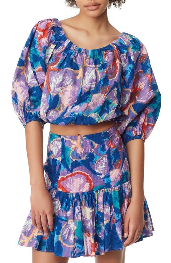 Circus Ny By Sam Edelman Caelap Print Off The Shoulder Crop Top In Flower Dye - Fairy Wren