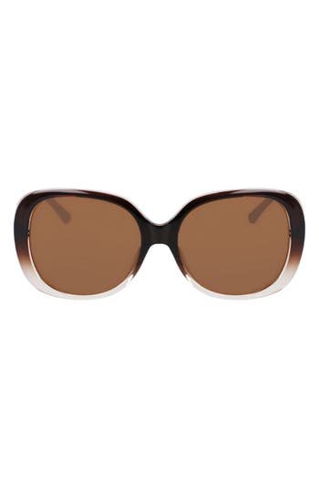 Cole Haan 58mm Polarized Round Sunglasses In Brown Gradient