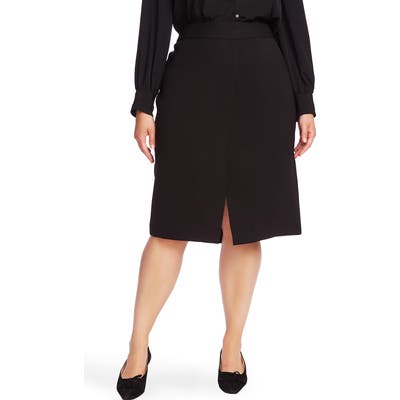 Plus Size Court & Rowe Front Slit Crepe Pencil Skirt, Black