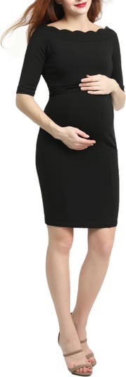Kimi and Kai Kendall Scallop Trim Body-Con Maternity Dress | Nordstrom