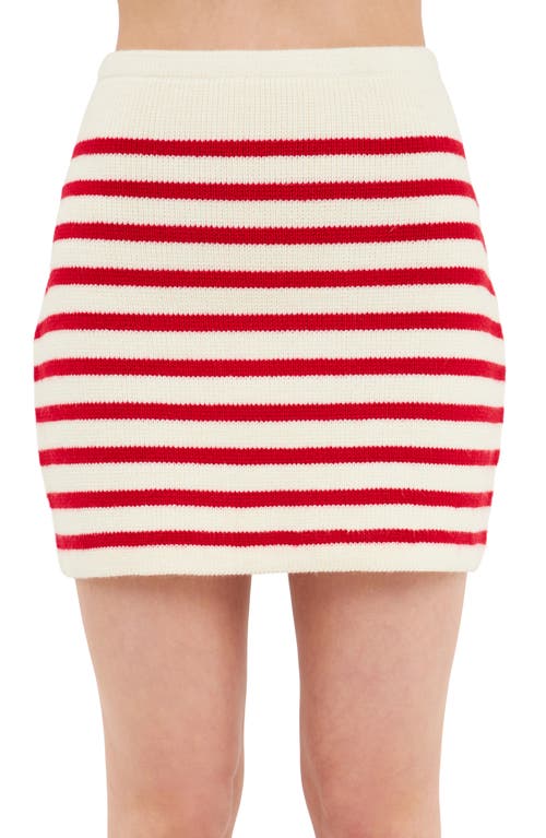 Shop English Factory Stripe Miniskirt In Red/cream