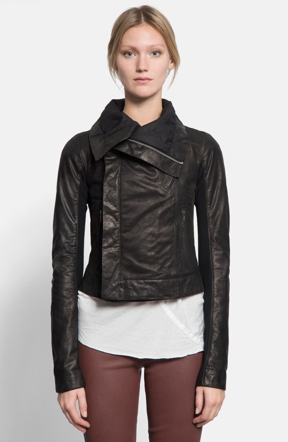 Rick Owens Classic Calfskin Leather Biker Jacket Nordstrom