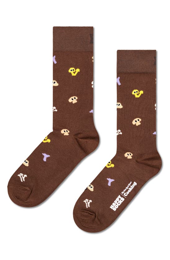 Shop Happy Socks Nyt Cooking Hothead Fun 2-pack Cotton Blend Crew Socks Gift Set In Beige/ Brown